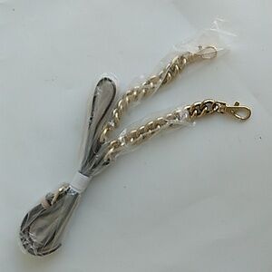Crossbody Strap gold chain link and tan leather